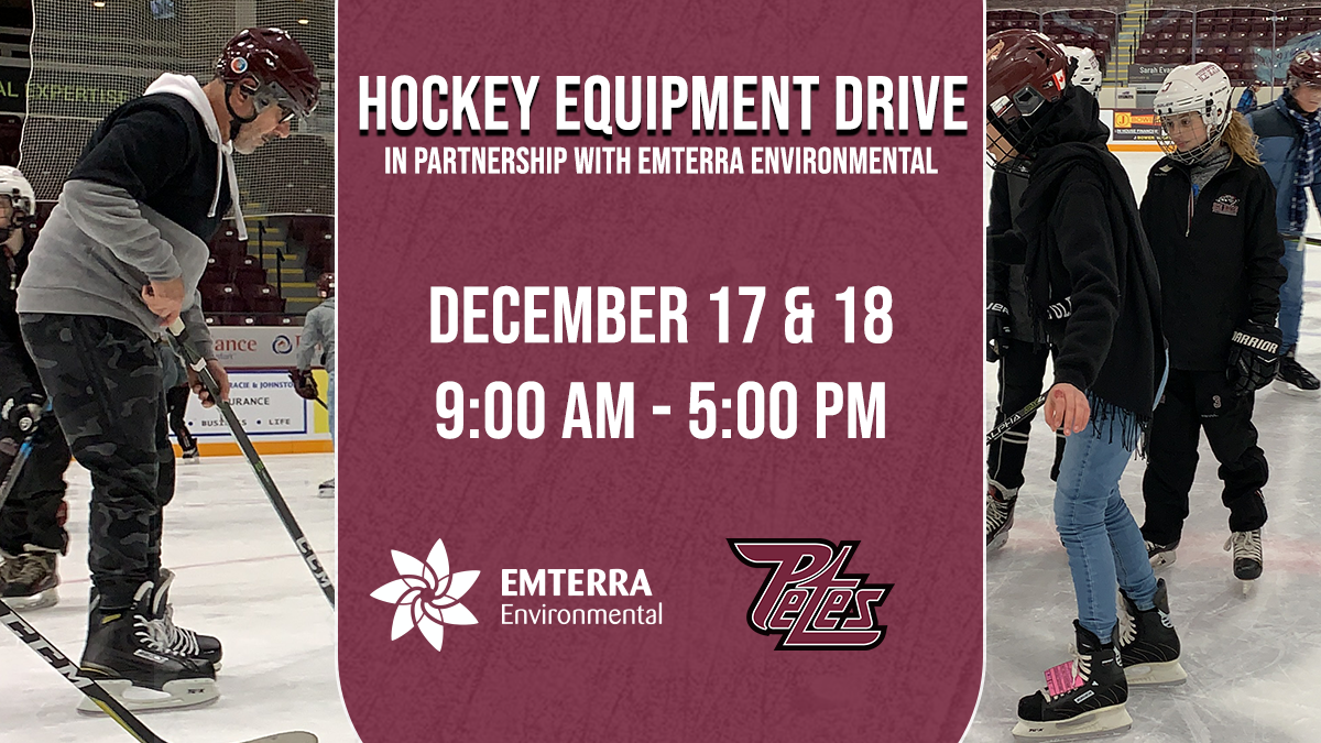 Emterra Partners with the Peterborough Petes for Try Hockey Equipment Drive to Reduce Barriers to Joining the Game of Hockey.