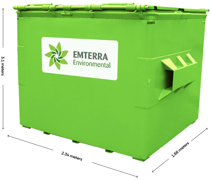 Emterra Environmental Front End Bin with Size Dimensions